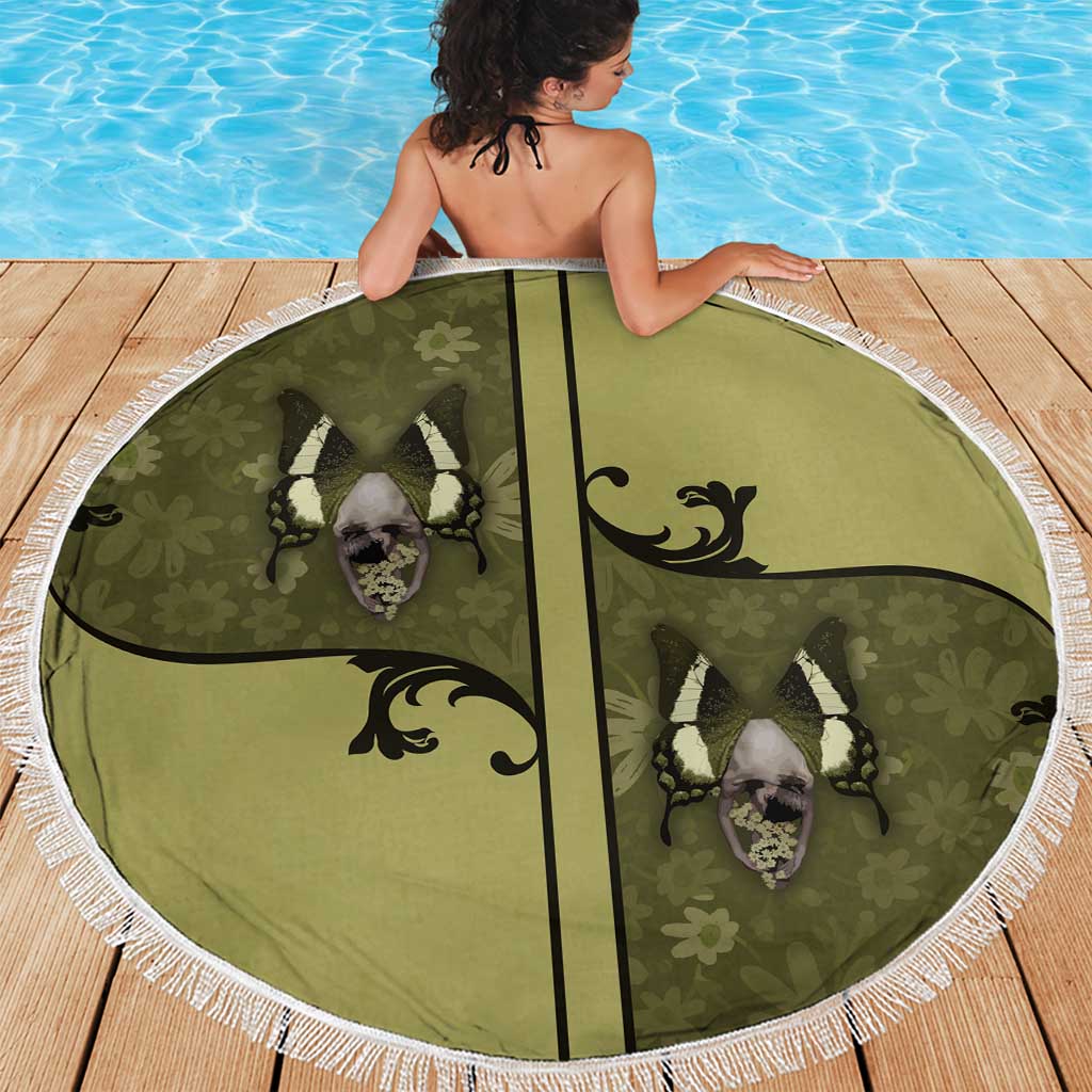 Western Gothic Yoke Beach Blanket Retro Butterfly With Daisy Garden - Wonder Print Shop