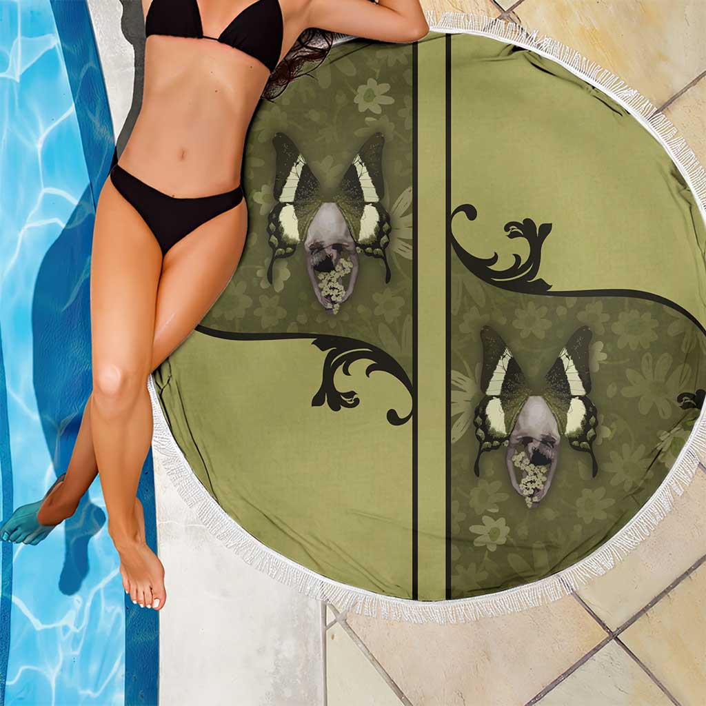 Western Gothic Yoke Beach Blanket Retro Butterfly With Daisy Garden - Wonder Print Shop