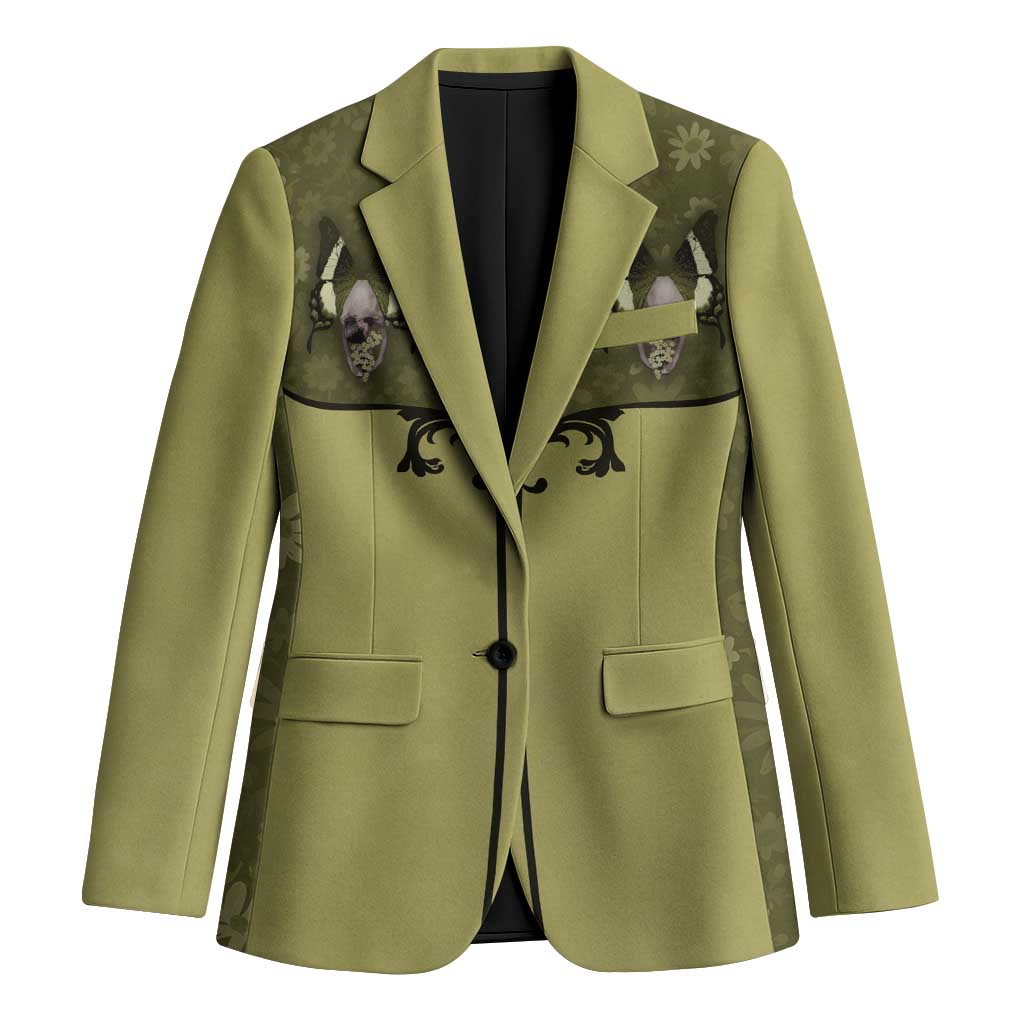 Western Gothic Yoke Blazer Retro Butterfly With Daisy Garden - Wonder Print Shop