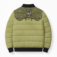 Western Gothic Yoke Bomber Puffer Jacket Retro Butterfly With Daisy Garden - Wonder Print Shop