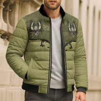 Western Gothic Yoke Bomber Puffer Jacket Retro Butterfly With Daisy Garden - Wonder Print Shop