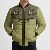 Western Gothic Yoke Bomber Puffer Jacket Retro Butterfly With Daisy Garden - Wonder Print Shop