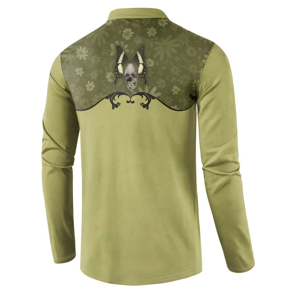 Western Gothic Yoke Button Sweatshirt Retro Butterfly With Daisy Garden - Wonder Print Shop