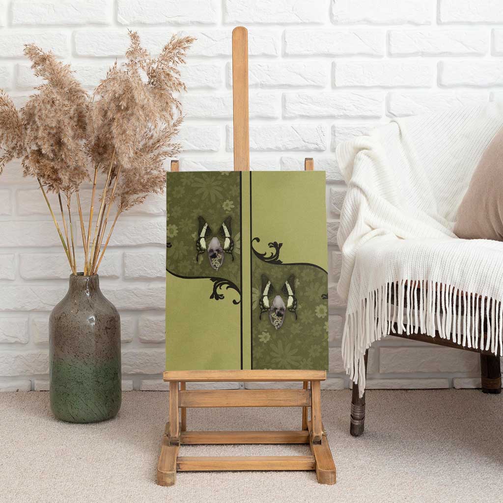 Western Gothic Yoke Canvas Wall Art Retro Butterfly With Daisy Garden - Wonder Print Shop