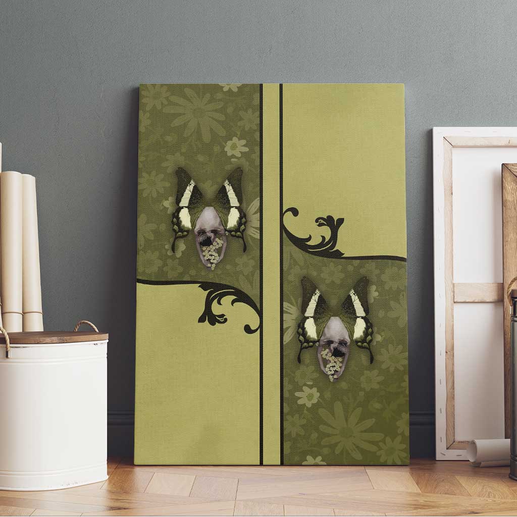 Western Gothic Yoke Canvas Wall Art Retro Butterfly With Daisy Garden - Wonder Print Shop