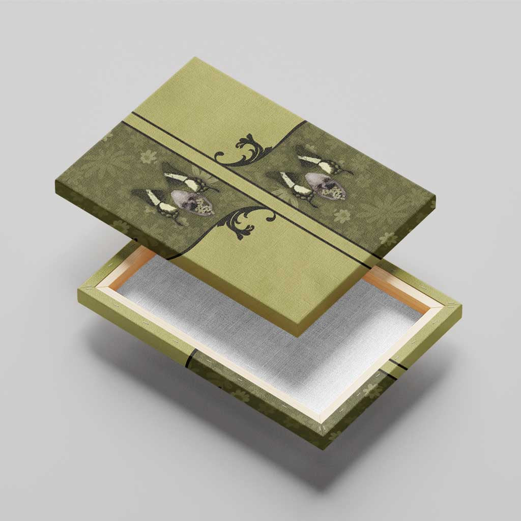 Western Gothic Yoke Canvas Wall Art Retro Butterfly With Daisy Garden - Wonder Print Shop