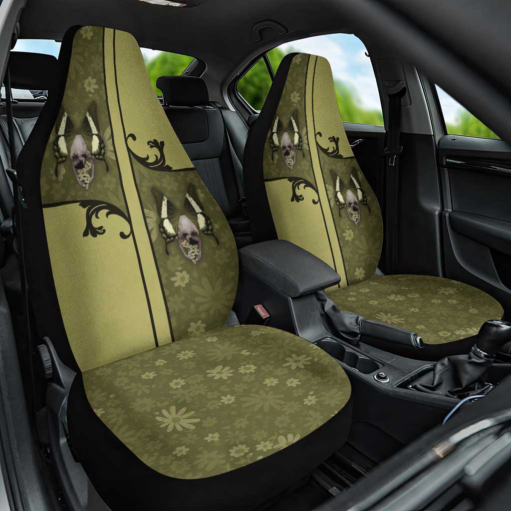 Western Gothic Yoke Car Seat Cover Retro Butterfly With Daisy Garden - Wonder Print Shop