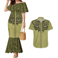 Western Gothic Yoke Couples Matching Mermaid Dress and Hawaiian Shirt Retro Butterfly With Daisy Garden - Wonder Print Shop
