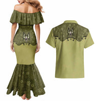 Western Gothic Yoke Couples Matching Mermaid Dress and Hawaiian Shirt Retro Butterfly With Daisy Garden - Wonder Print Shop