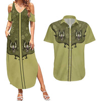 Western Gothic Yoke Couples Matching Summer Maxi Dress and Hawaiian Shirt Retro Butterfly With Daisy Garden - Wonder Print Shop