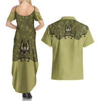 Western Gothic Yoke Couples Matching Summer Maxi Dress and Hawaiian Shirt Retro Butterfly With Daisy Garden - Wonder Print Shop