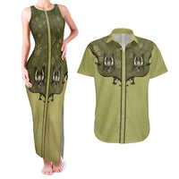 Western Gothic Yoke Couples Matching Tank Maxi Dress and Hawaiian Shirt Retro Butterfly With Daisy Garden - Wonder Print Shop