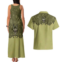 Western Gothic Yoke Couples Matching Tank Maxi Dress and Hawaiian Shirt Retro Butterfly With Daisy Garden - Wonder Print Shop