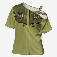 Western Gothic Yoke Cross Shoulder Shirt Retro Butterfly With Daisy Garden - Wonder Print Shop