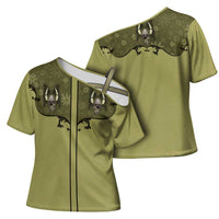 Western Gothic Yoke Cross Shoulder Shirt Retro Butterfly With Daisy Garden - Wonder Print Shop