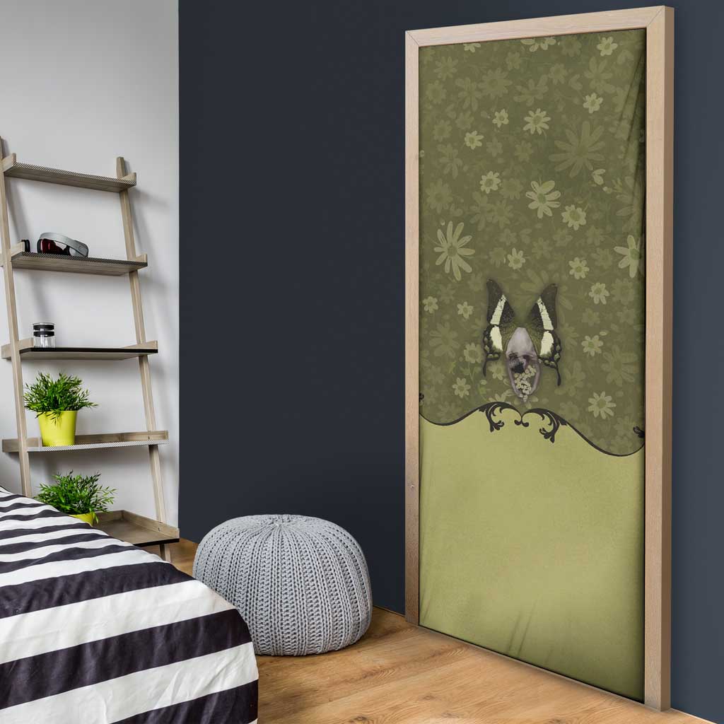 Western Gothic Yoke Door Cover Retro Butterfly With Daisy Garden - Wonder Print Shop