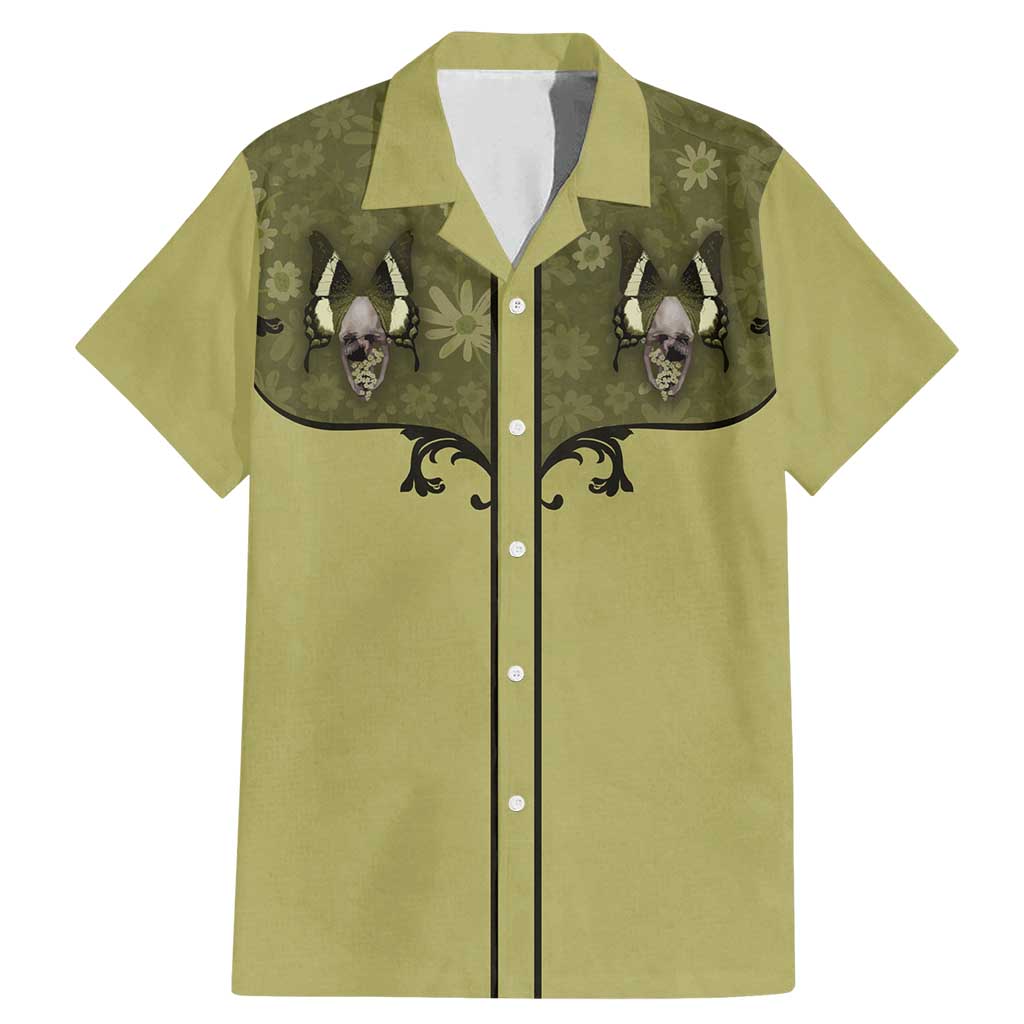 Western Gothic Yoke Family Matching Mermaid Dress and Hawaiian Shirt Retro Butterfly With Daisy Garden - Wonder Print Shop