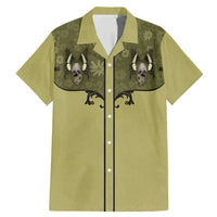 Western Gothic Yoke Family Matching Mermaid Dress and Hawaiian Shirt Retro Butterfly With Daisy Garden - Wonder Print Shop