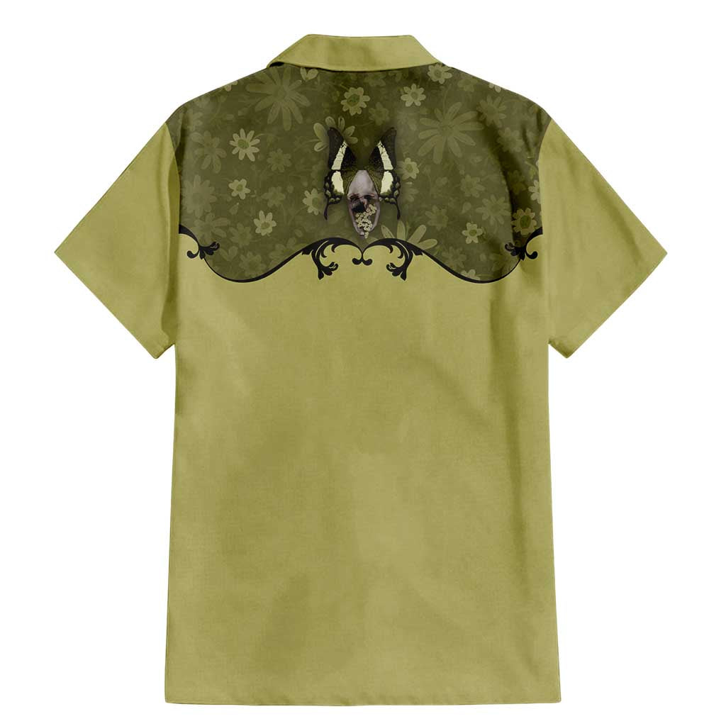 Western Gothic Yoke Family Matching Mermaid Dress and Hawaiian Shirt Retro Butterfly With Daisy Garden - Wonder Print Shop