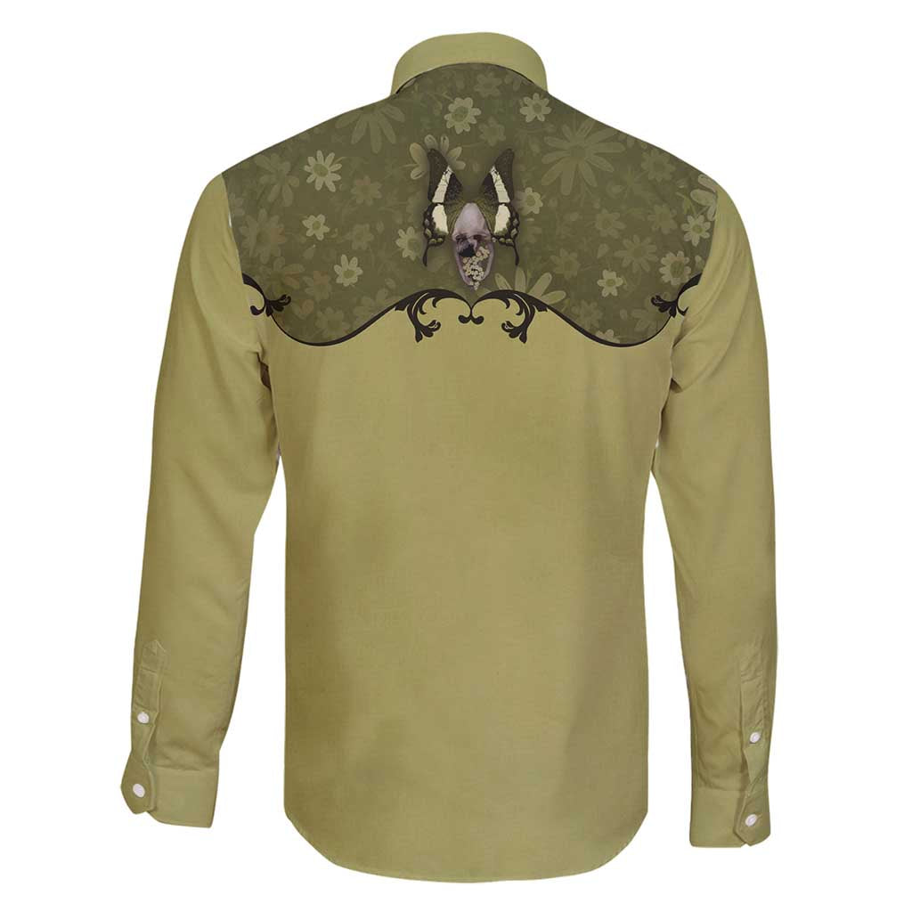 Western Gothic Yoke Family Matching Mermaid Dress and Hawaiian Shirt Retro Butterfly With Daisy Garden - Wonder Print Shop