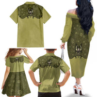 Western Gothic Yoke Family Matching Off The Shoulder Long Sleeve Dress and Hawaiian Shirt Retro Butterfly With Daisy Garden - Wonder Print Shop
