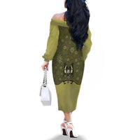 Western Gothic Yoke Family Matching Off The Shoulder Long Sleeve Dress and Hawaiian Shirt Retro Butterfly With Daisy Garden - Wonder Print Shop