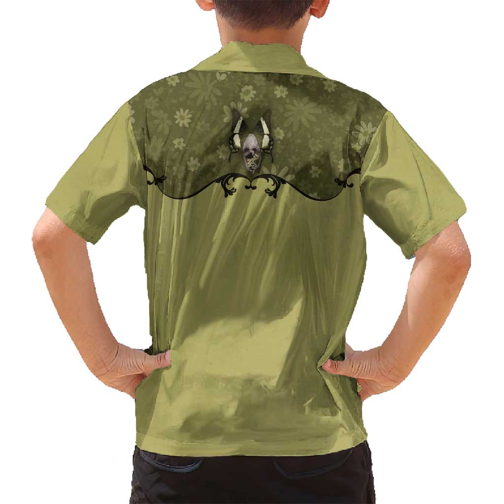 Western Gothic Yoke Family Matching Puletasi and Hawaiian Shirt Retro Butterfly With Daisy Garden - Wonder Print Shop