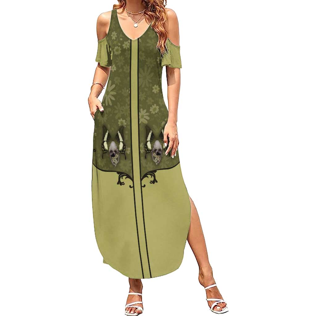 Western Gothic Yoke Family Matching Summer Maxi Dress and Hawaiian Shirt Retro Butterfly With Daisy Garden - Wonder Print Shop