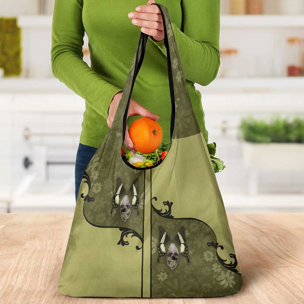 Western Gothic Yoke Grocery Bag Retro Butterfly With Daisy Garden - Wonder Print Shop