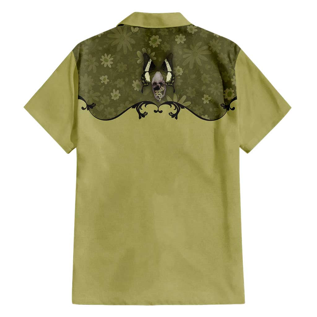 Western Gothic Yoke Hawaiian Shirt Retro Butterfly With Daisy Garden - Wonder Print Shop