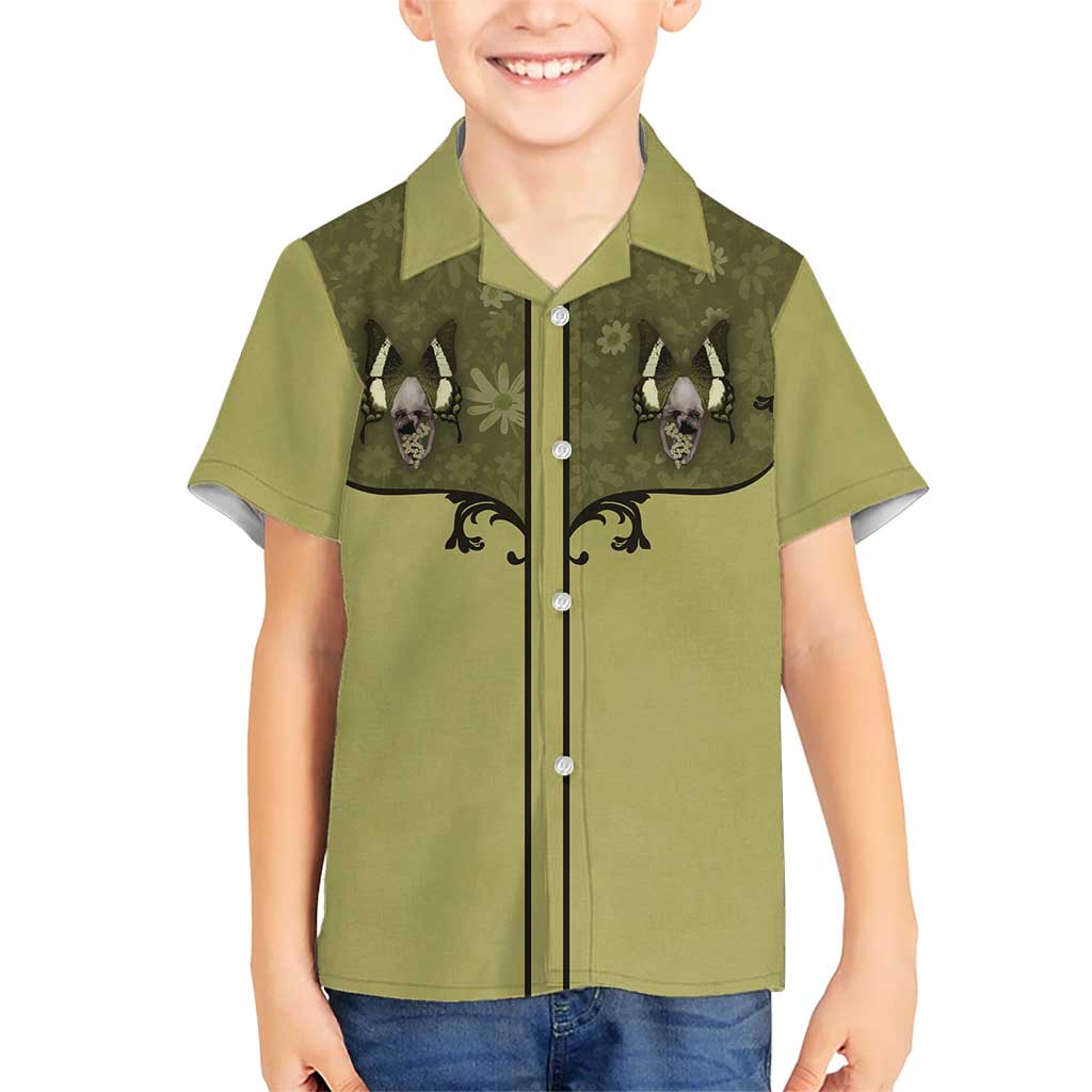 Western Gothic Yoke Hawaiian Shirt Retro Butterfly With Daisy Garden - Wonder Print Shop