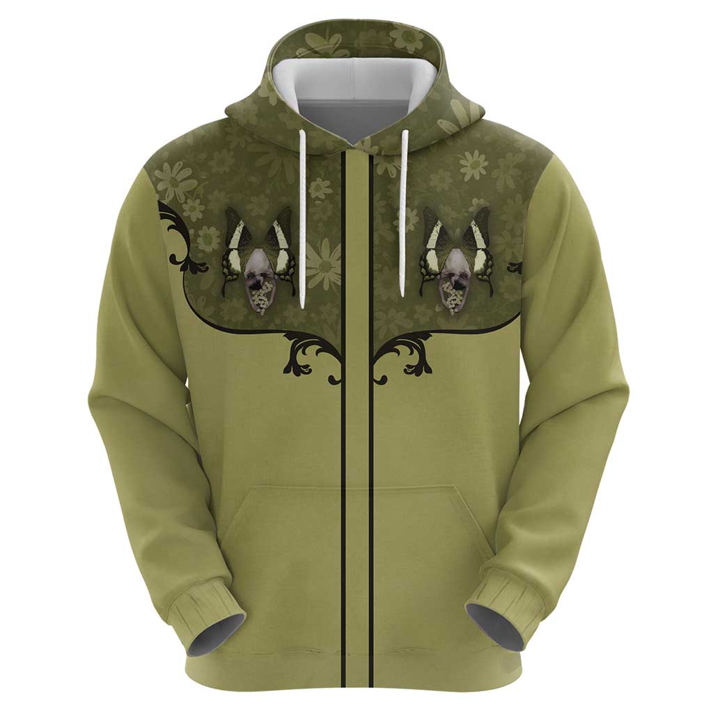 Western Gothic Yoke Hoodie Retro Butterfly With Daisy Garden - Wonder Print Shop