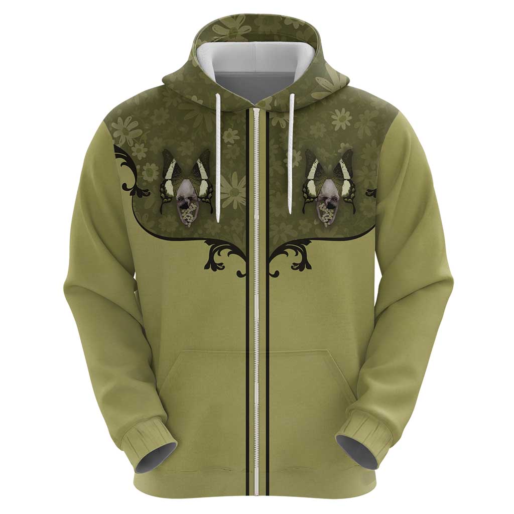 Western Gothic Yoke Hoodie Retro Butterfly With Daisy Garden - Wonder Print Shop