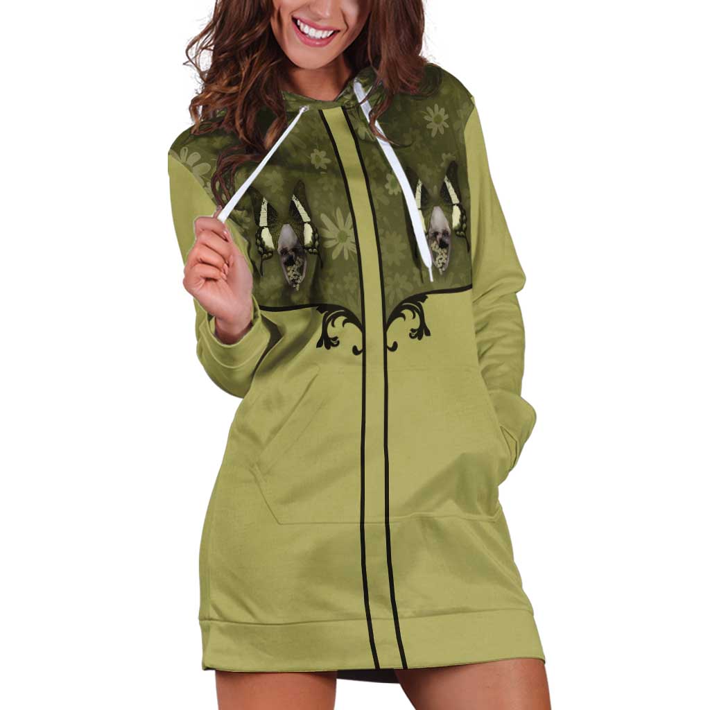 Western Gothic Yoke Hoodie Dress Retro Butterfly With Daisy Garden - Wonder Print Shop