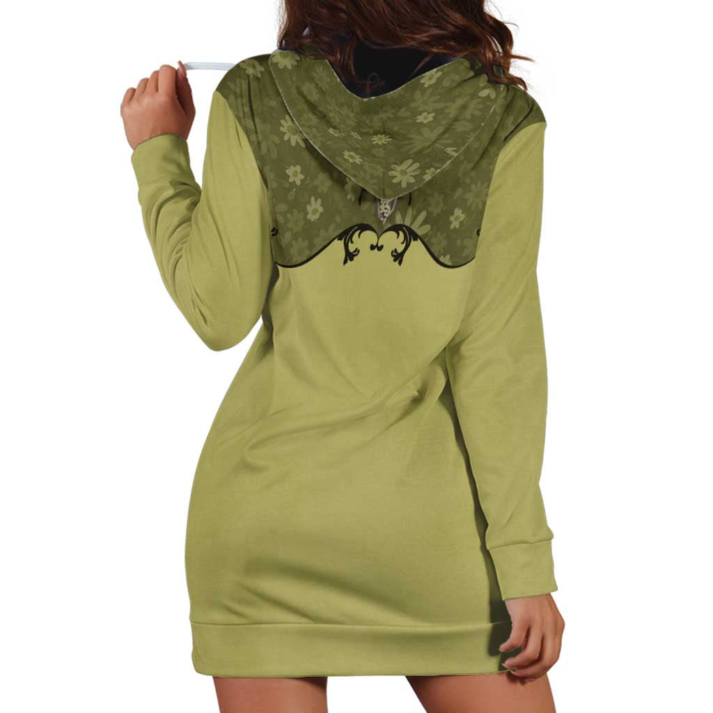 Western Gothic Yoke Hoodie Dress Retro Butterfly With Daisy Garden - Wonder Print Shop