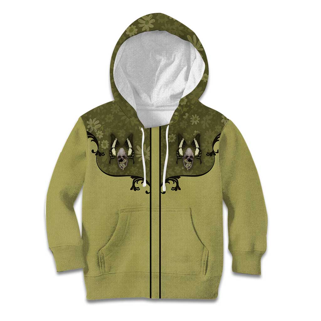 Western Gothic Yoke Kid Hoodie Retro Butterfly With Daisy Garden - Wonder Print Shop