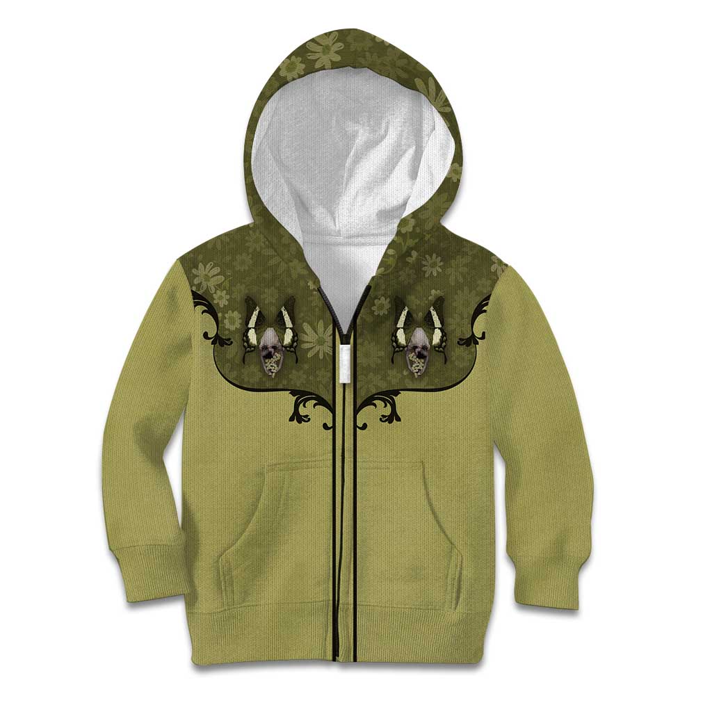 Western Gothic Yoke Kid Hoodie Retro Butterfly With Daisy Garden - Wonder Print Shop