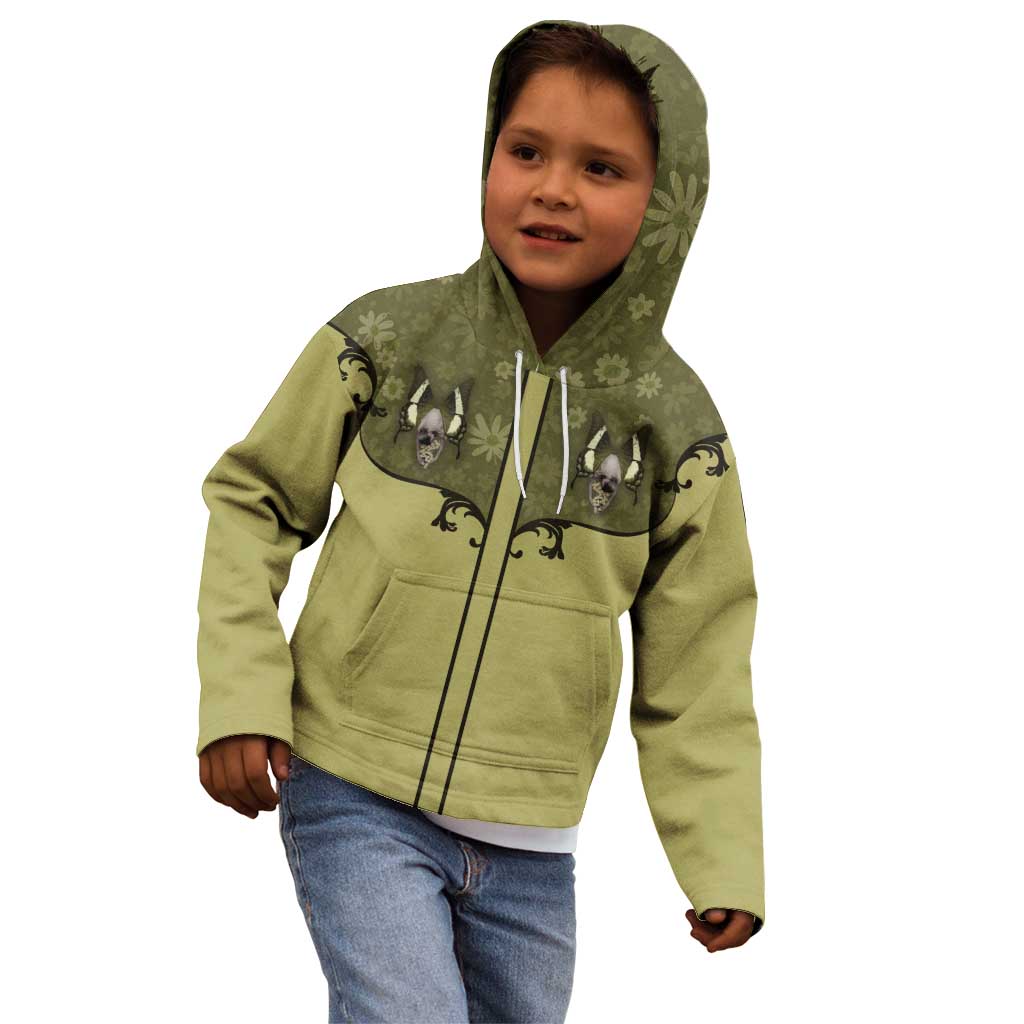 Western Gothic Yoke Kid Hoodie Retro Butterfly With Daisy Garden - Wonder Print Shop
