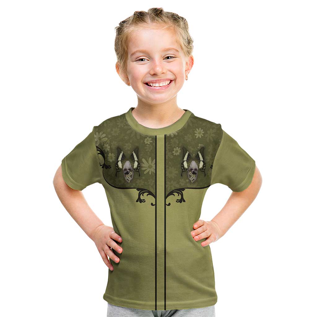 Western Gothic Yoke Kid T Shirt Retro Butterfly With Daisy Garden - Wonder Print Shop