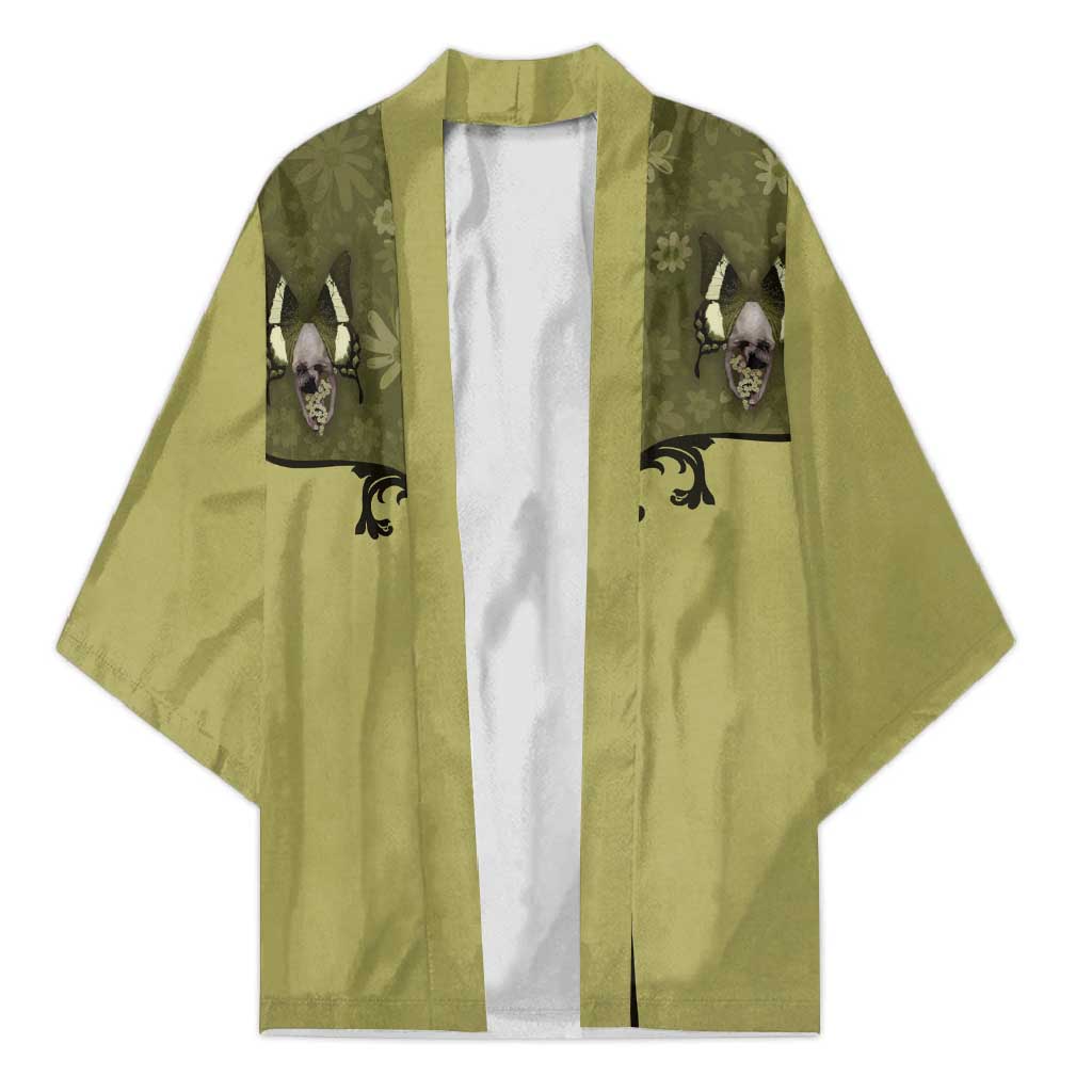 Western Gothic Yoke Kimono Retro Butterfly With Daisy Garden - Wonder Print Shop