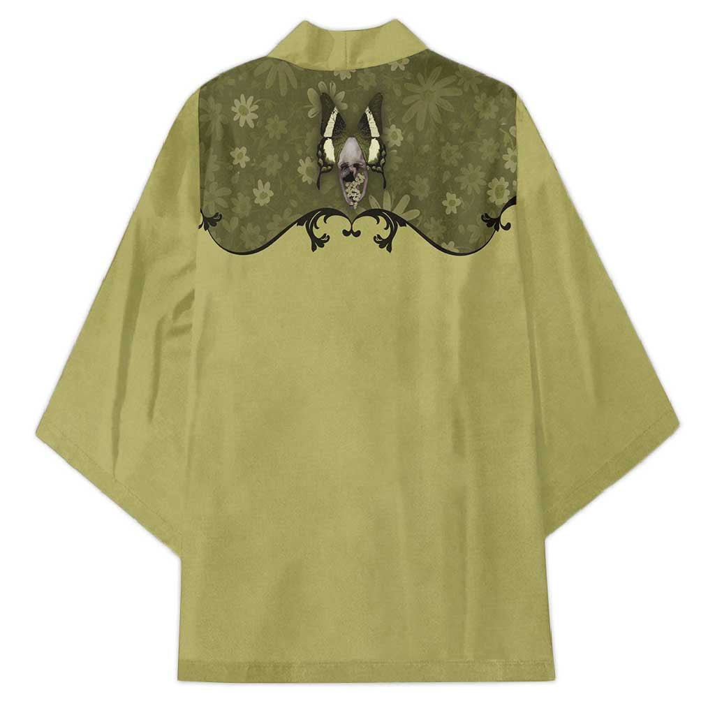 Western Gothic Yoke Kimono Retro Butterfly With Daisy Garden - Wonder Print Shop
