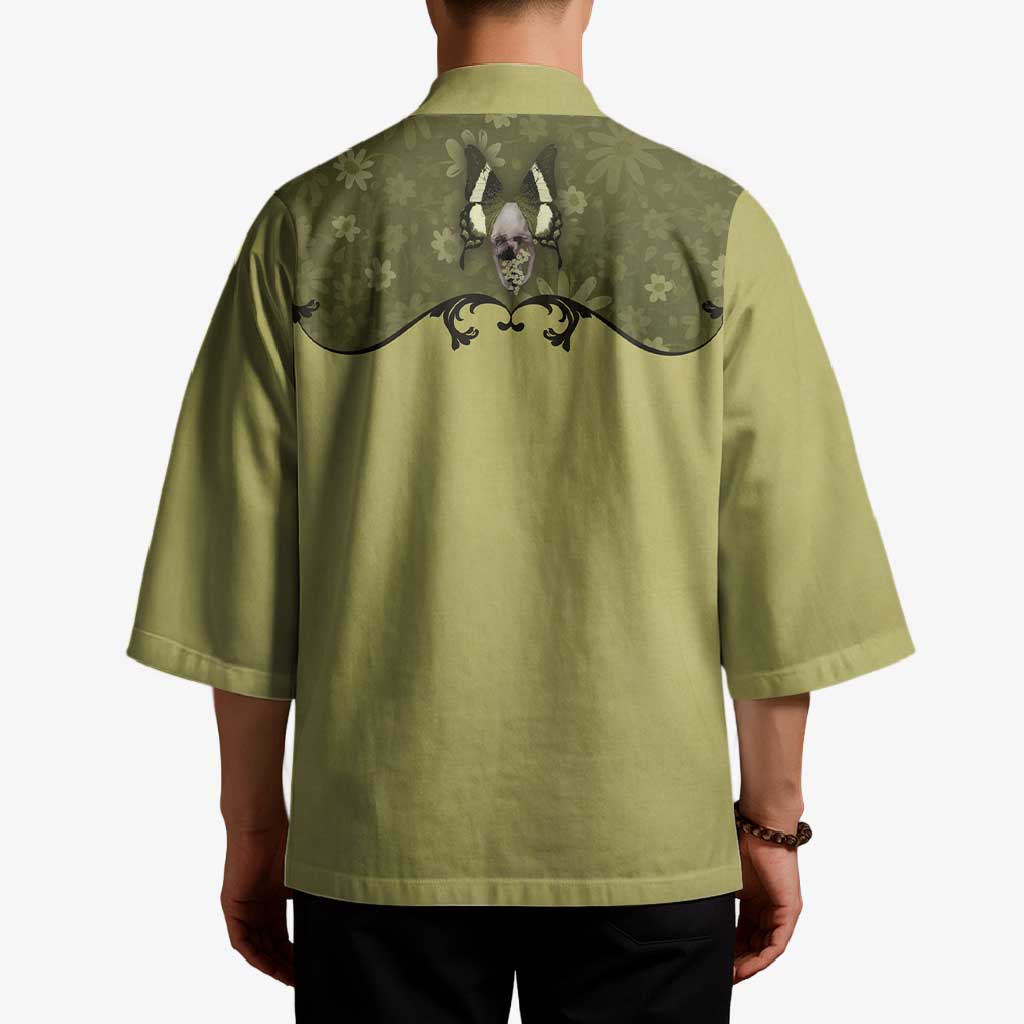 Western Gothic Yoke Kimono Retro Butterfly With Daisy Garden - Wonder Print Shop