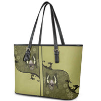 Western Gothic Yoke Leather Tote Bag Retro Butterfly With Daisy Garden - Wonder Print Shop