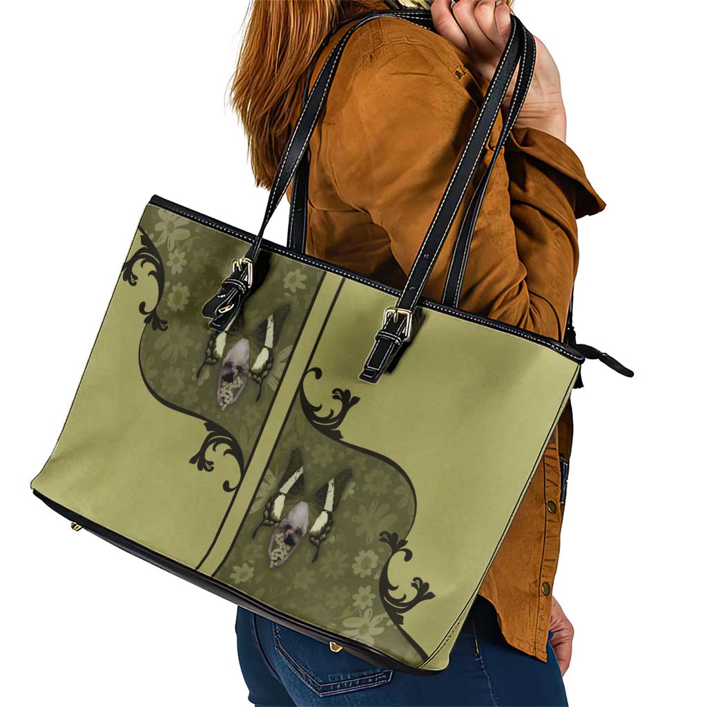 Western Gothic Yoke Leather Tote Bag Retro Butterfly With Daisy Garden - Wonder Print Shop