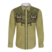 Western Gothic Yoke Long Sleeve Button Shirt Retro Butterfly With Daisy Garden - Wonder Print Shop