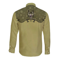 Western Gothic Yoke Long Sleeve Button Shirt Retro Butterfly With Daisy Garden - Wonder Print Shop