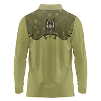 Western Gothic Yoke Long Sleeve Polo Shirt Retro Butterfly With Daisy Garden - Wonder Print Shop