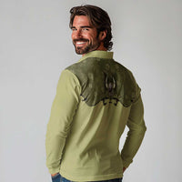 Western Gothic Yoke Long Sleeve Polo Shirt Retro Butterfly With Daisy Garden - Wonder Print Shop