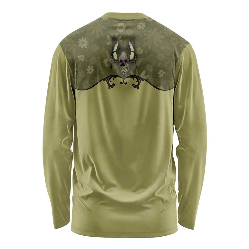 Western Gothic Yoke Long Sleeve Shirt Retro Butterfly With Daisy Garden - Wonder Print Shop