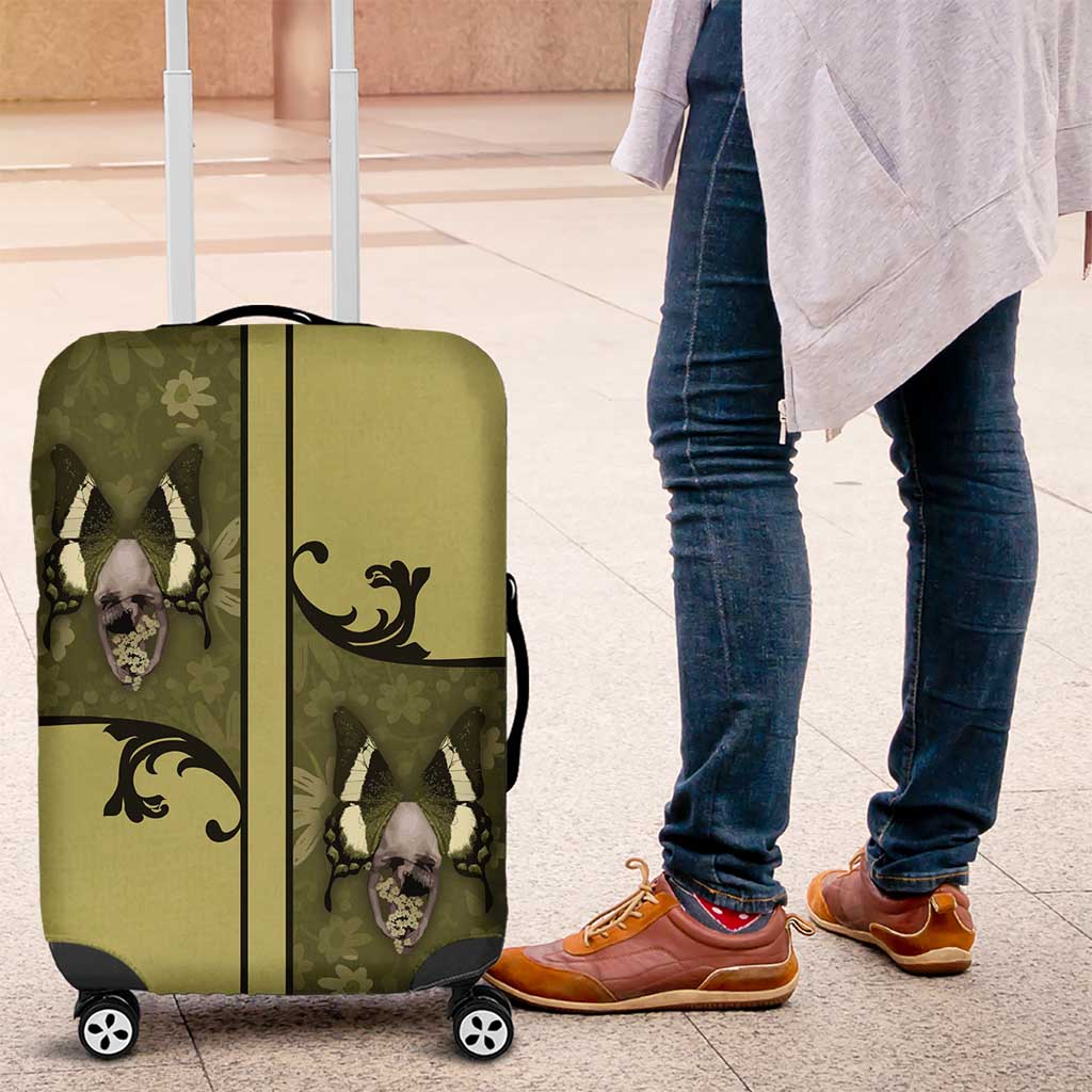 Western Gothic Yoke Luggage Cover Retro Butterfly With Daisy Garden - Wonder Print Shop